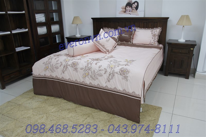 bộ chăn ga gối màu nâu hồng Everon