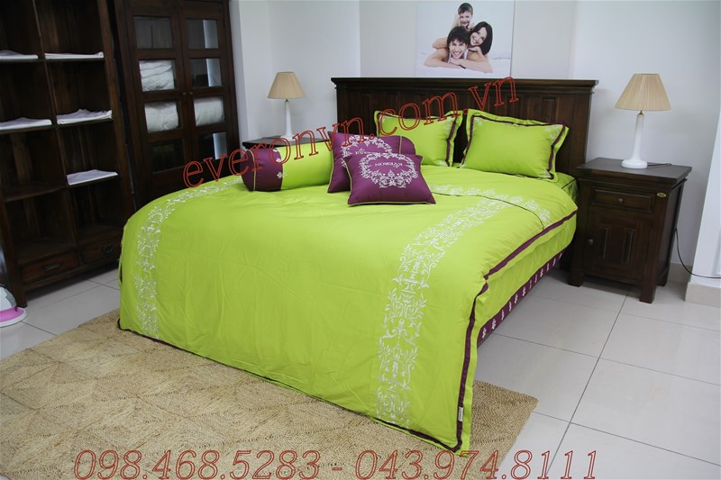 Bộ chăn ga gối Everon hàn quốc màu xanh cốm