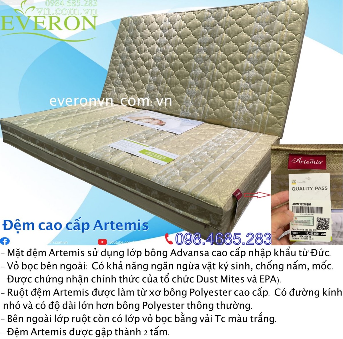 Đệm bông ép Artemis