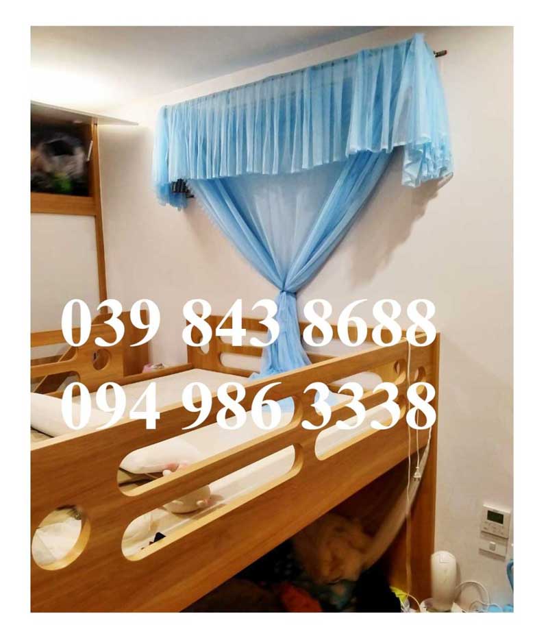  Mẫu màn khung giường tầng màu xanh cho bé trai