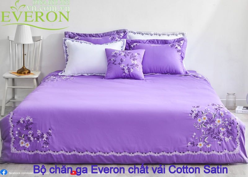 Bộ chăn ga Everon chất vải Cotton Satin