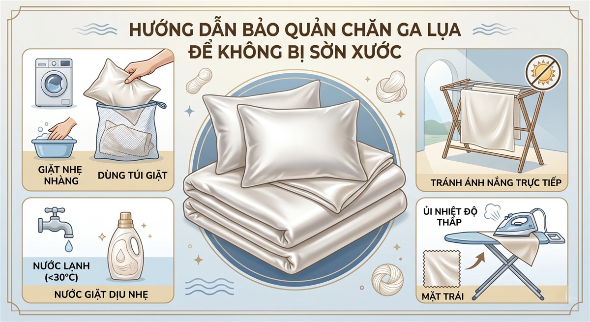 Bảo Quản Chăn Ga Chất Liệu Lụa Để Không Bị Sờn Xước