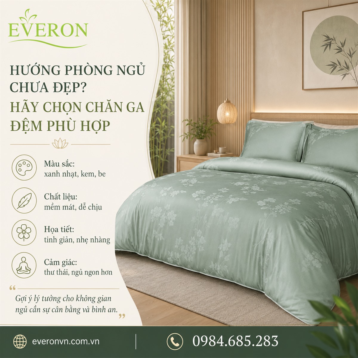 Chọn Chăn Ga Đệm Giúp Hóa Giải Hướng Phòng Ngủ Xấu