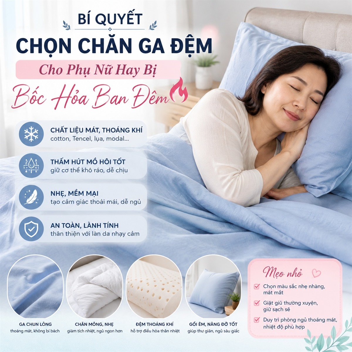 chọn đệm cho người hay đổ mồ hôi đêm