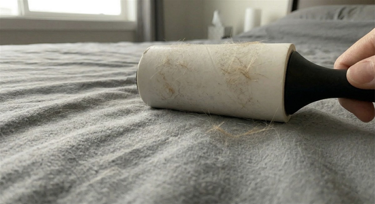 Dùng băng dính bản to hoặc cây lăn bụi