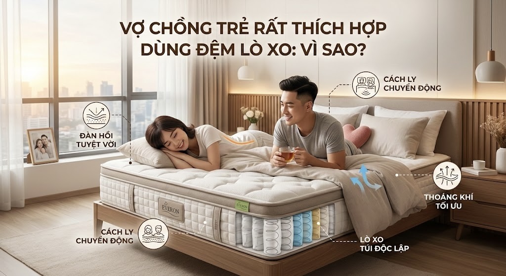 Vợ chồng trẻ dùng đệm lò xo
