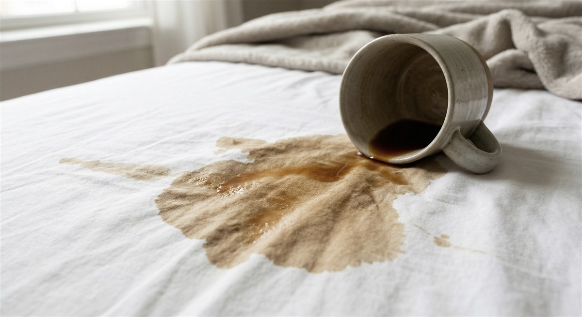 đổ caffe vào chăn ga