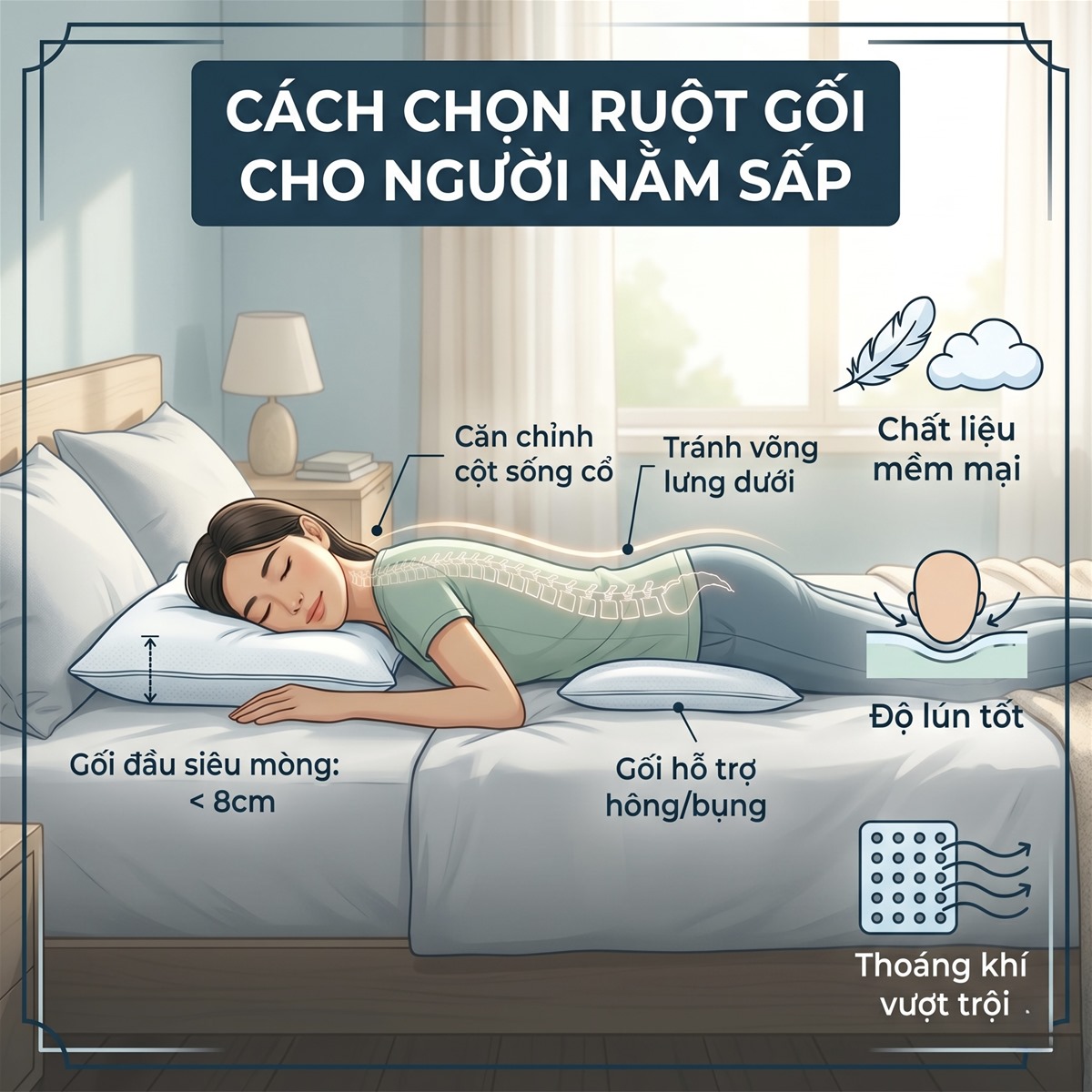 Chọn Ruột Gối Cho Người Có Thói Quen Nằm Sấp