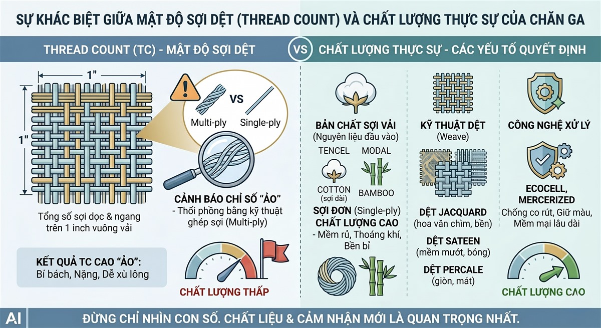 Mật Độ Sợi Dệt (Thread Count) Thực Chất Là Gì?