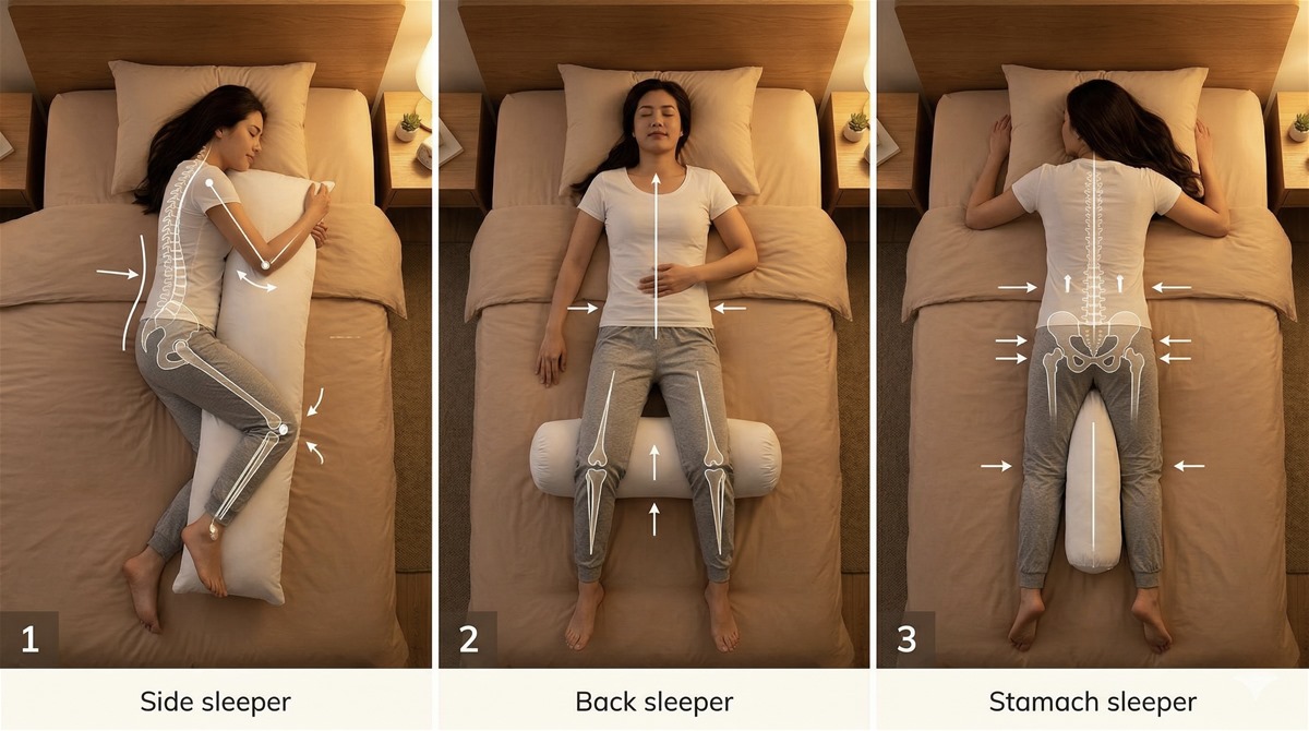 Cách sử dụng gối ôm tối ưu trong từng tư thế ngủ