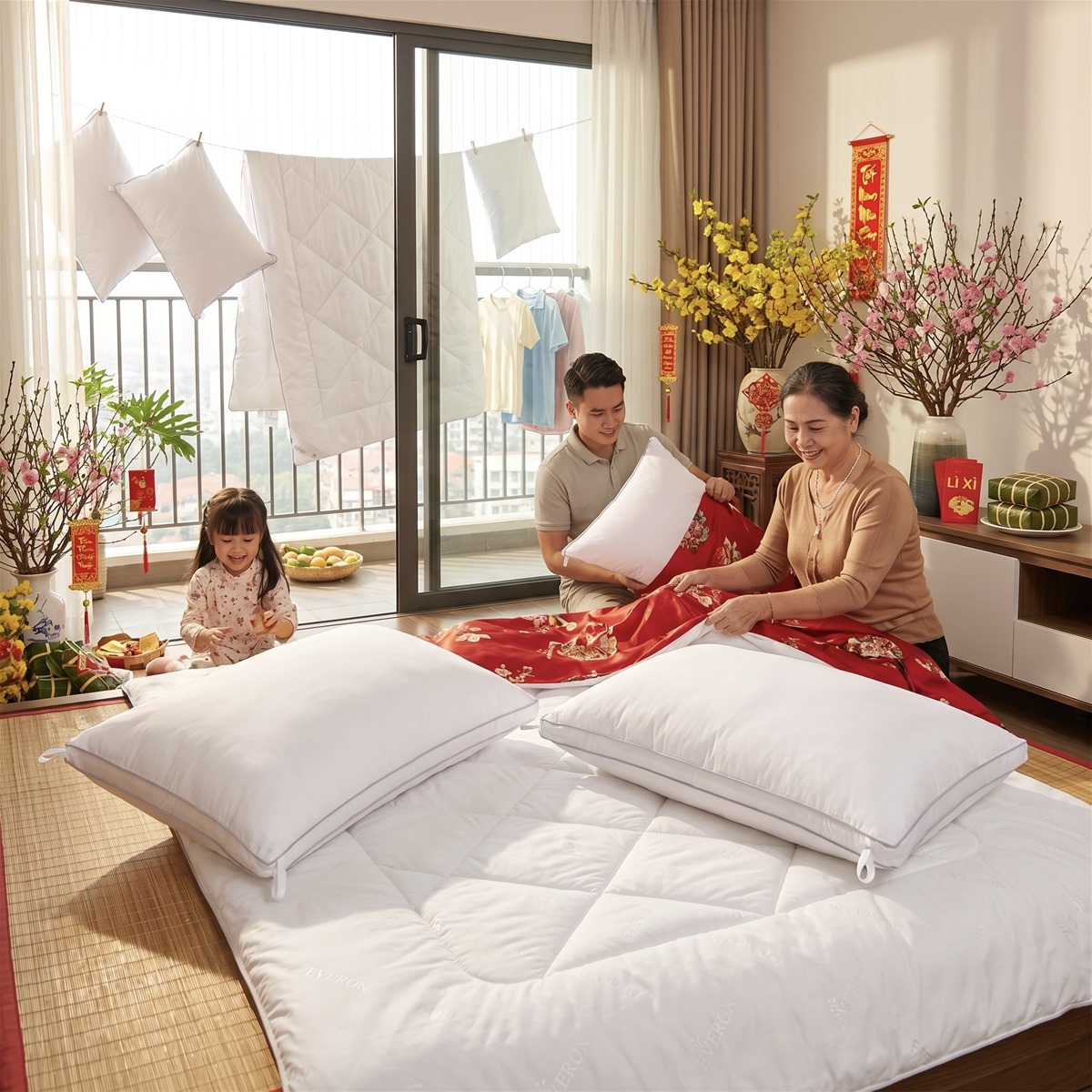 Vệ sinh ruột chăn và ruột gối