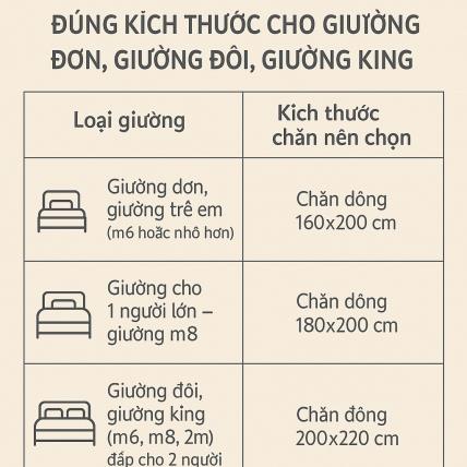Kinh nghiệm chọn chăn đông đúng kích thước cho giường đơn, giường đôi, giường king