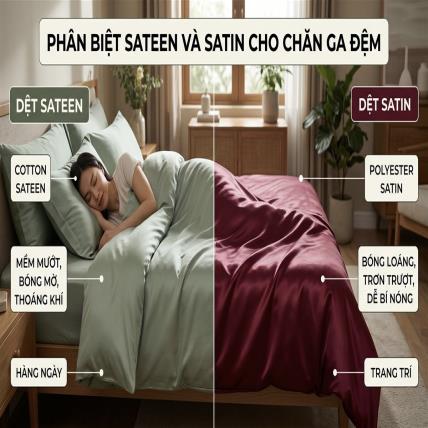 Phân Biệt Vải Dệt Sateen Và Satin: Nên Chọn Loại Nào Cho Chăn Ga Đệm?