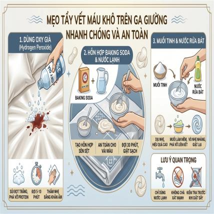Cách Làm Sạch Vết Máu Khô Trên Ga Giường Không Gây Hỏng Vải