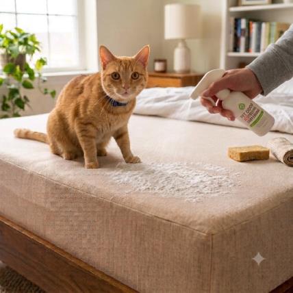 Cách Xử Lý Mùi Hôi Và Vết Bẩn Khi Chó Mèo Tè Bậy Lên Đệm Sạch Triệt Để